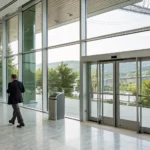 Glass office doors secured with an access control system in Greenville, SC.