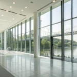 A commercial burglar alarm system protecting a modern office with large windows in Greenville, SC.