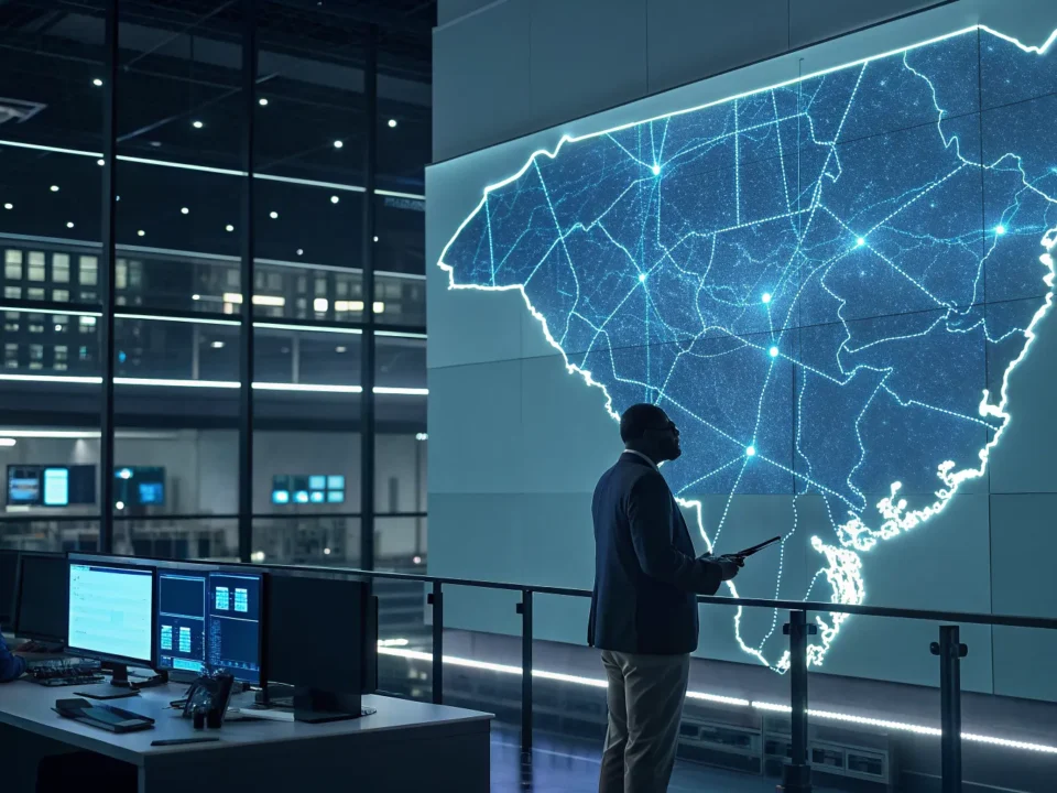 A fire alarm monitoring control center for multi-location businesses in South Carolina.
