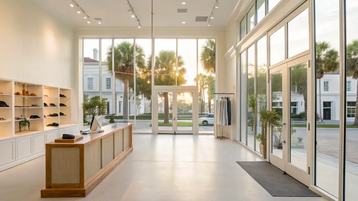 A modern retail store in South Carolina secured with the best alarm system.