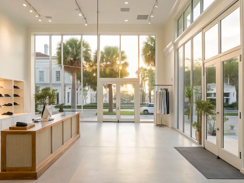 A modern retail store in South Carolina secured with the best alarm system.
