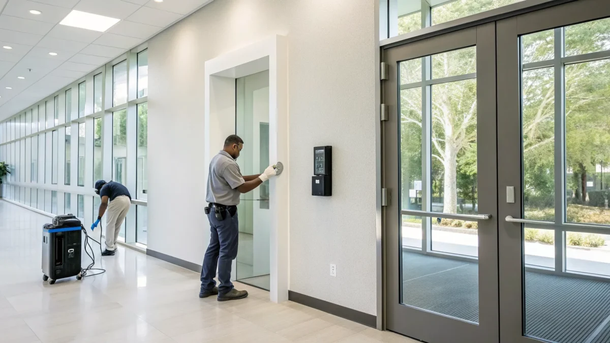 Biometric access control system installation at a South Carolina business.