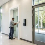 Biometric access control system installation at a South Carolina business.