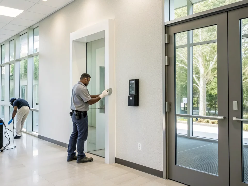 Biometric access control system installation at a South Carolina business.