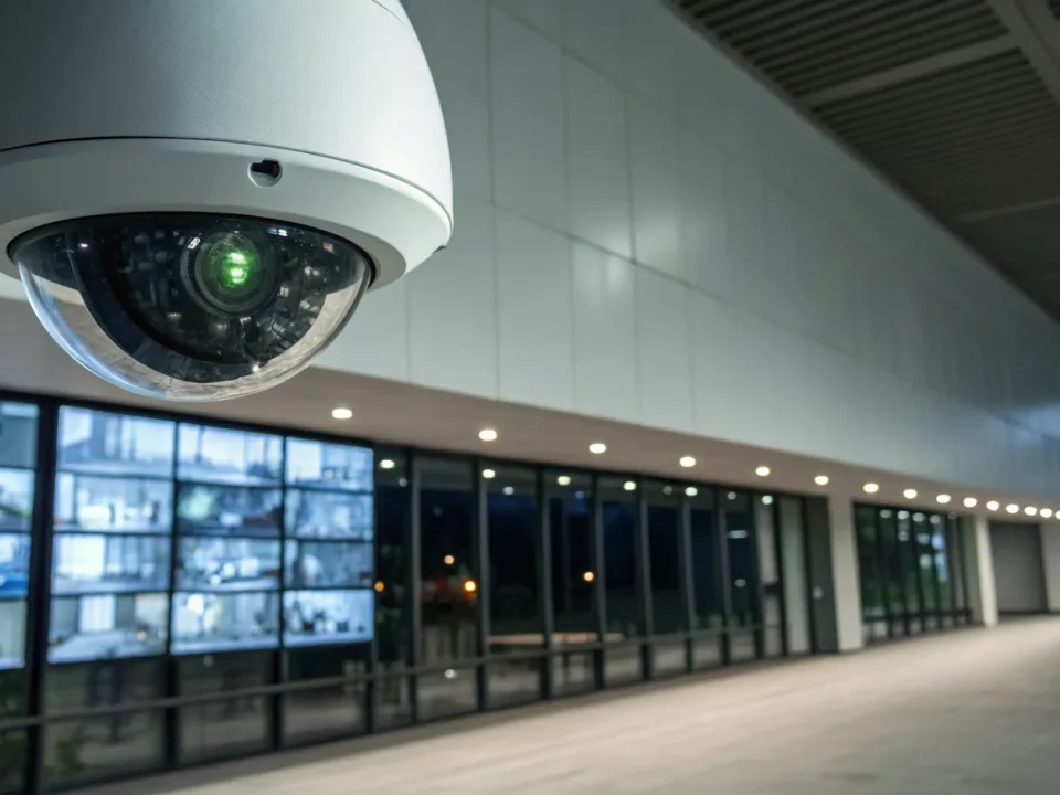 24/7 monitored security cameras protecting a modern business in South Carolina.