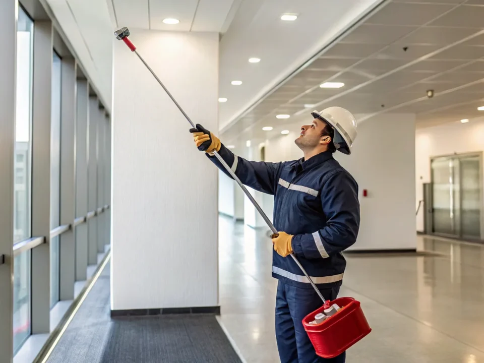 Technician performing fire alarm testing services on a commercial system in Greenville SC.