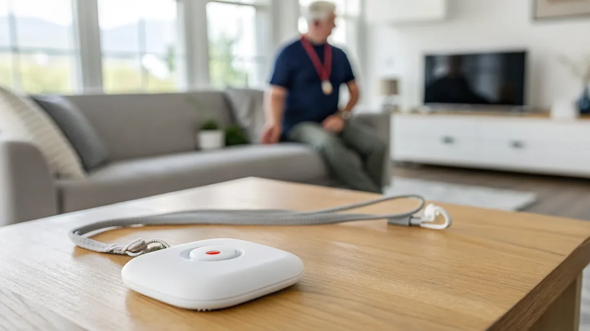 A GPS medical alert device professionally installed and ready for a senior to use.