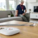 A GPS medical alert device professionally installed and ready for a senior to use.