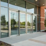 A modern commercial door entry system securing a business in Greenville, SC.