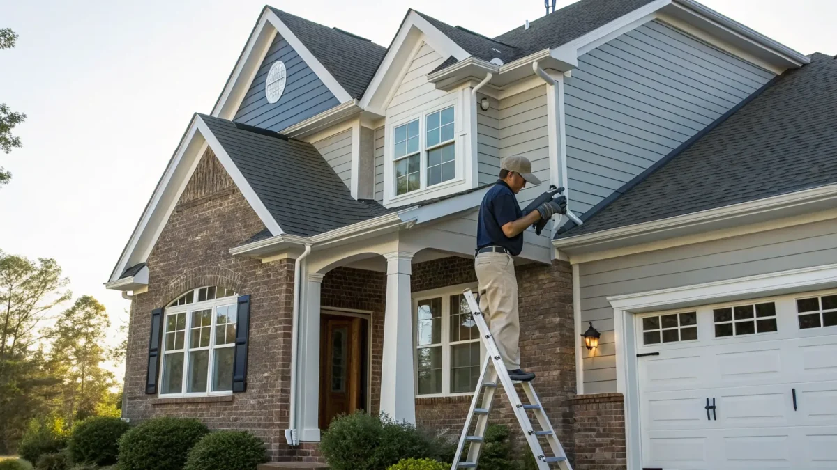 Professional home security camera installation at a Mauldin home.