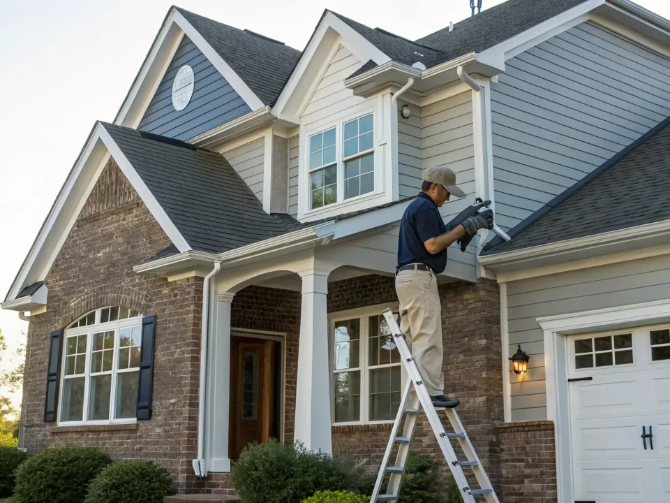 Professional home security camera installation at a Mauldin home.
