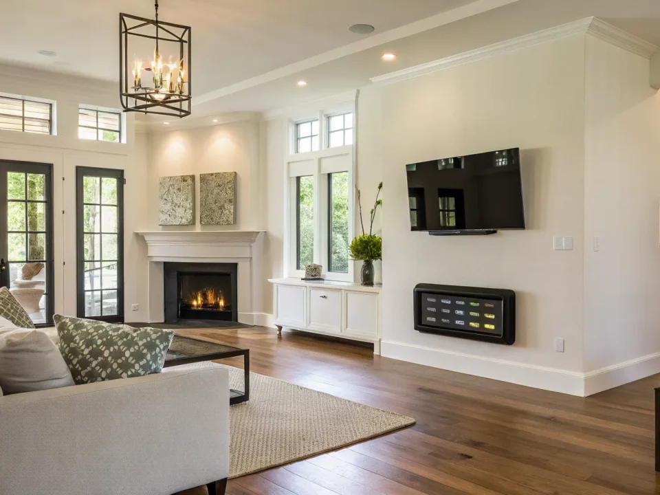 Smart home technology professionally installed in a living room by Greenville, SC installers.