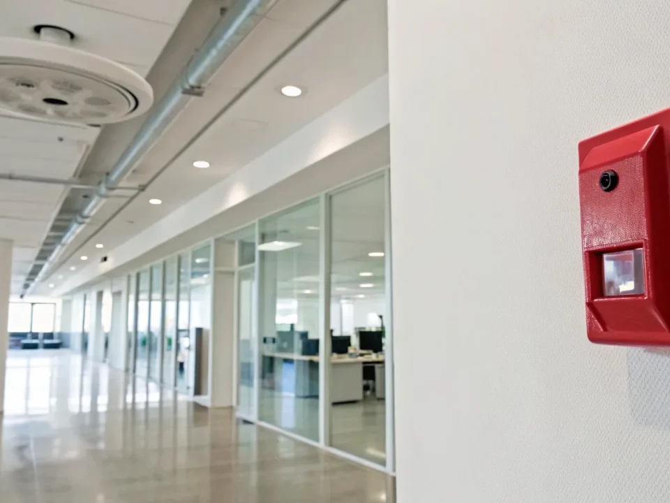 Fire alarm monitoring panel for commercial services in a South Carolina office.