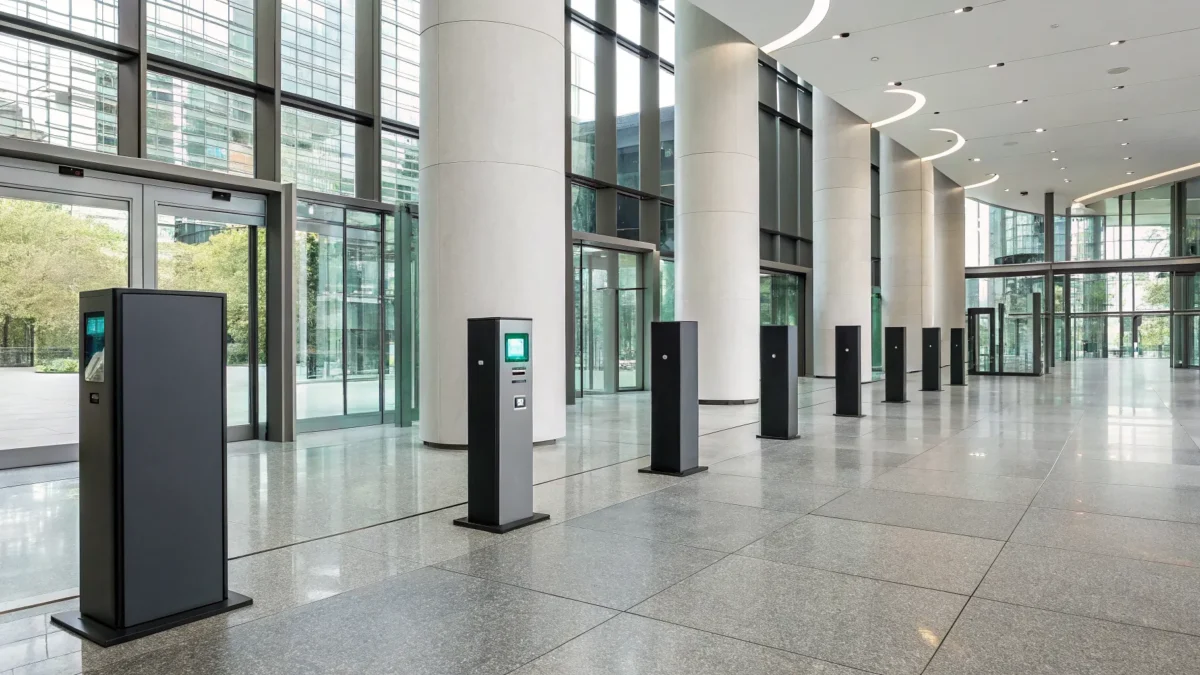 A selection of access control systems from top brands on display for comparison.