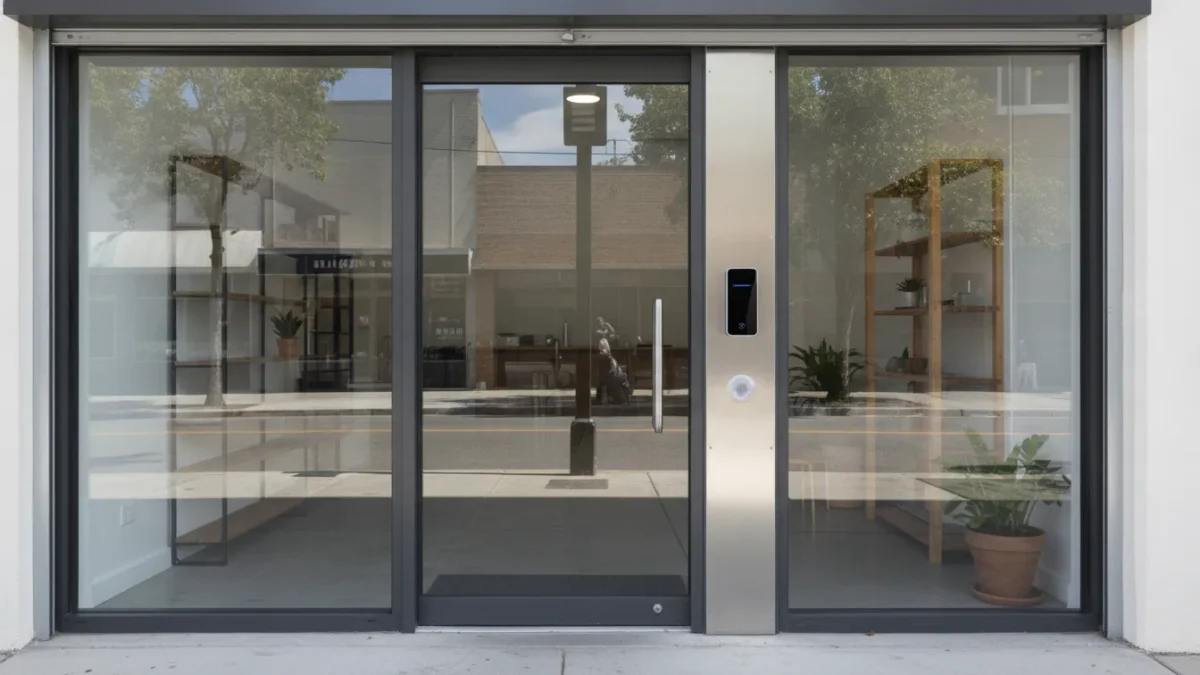 Modern key card entry system at a small business entrance