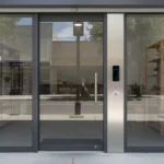 Modern key card entry system at a small business entrance