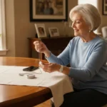 Older adult comparing a medical alert bracelet and pendant