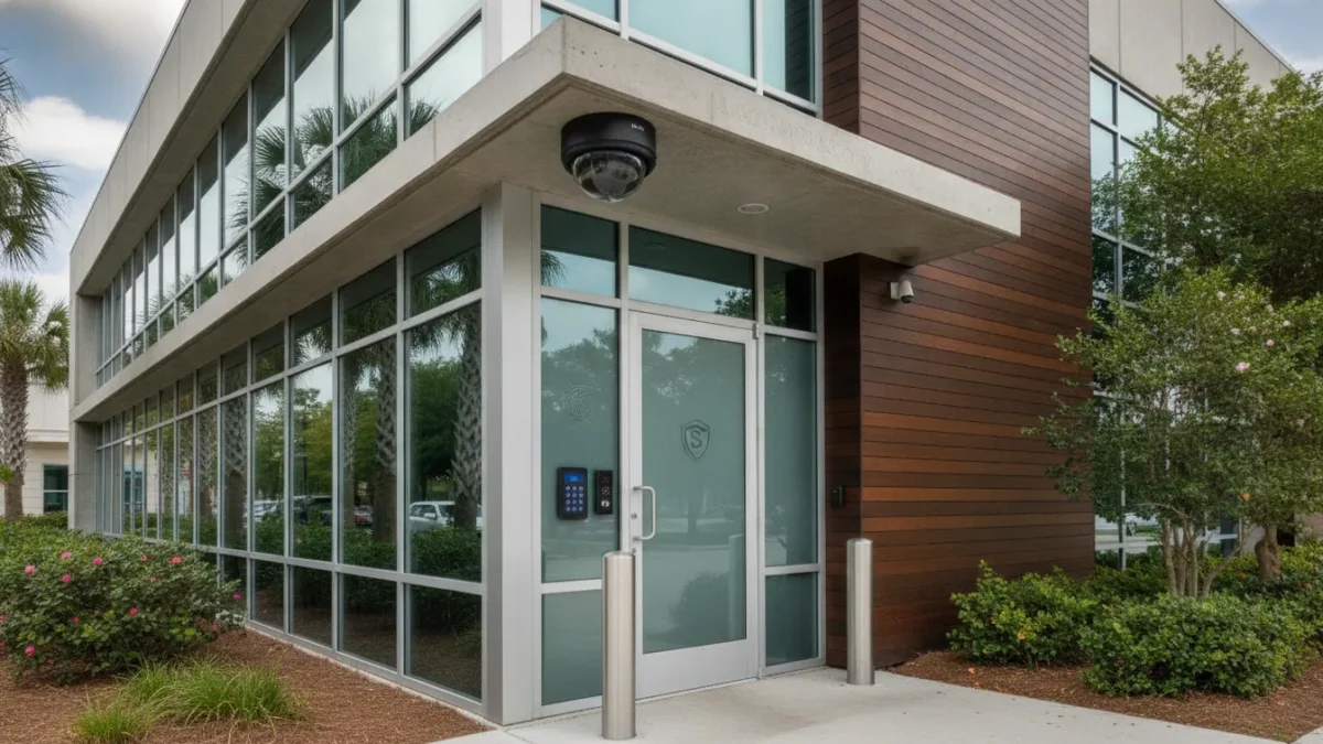 Integrated commercial security system protecting a business