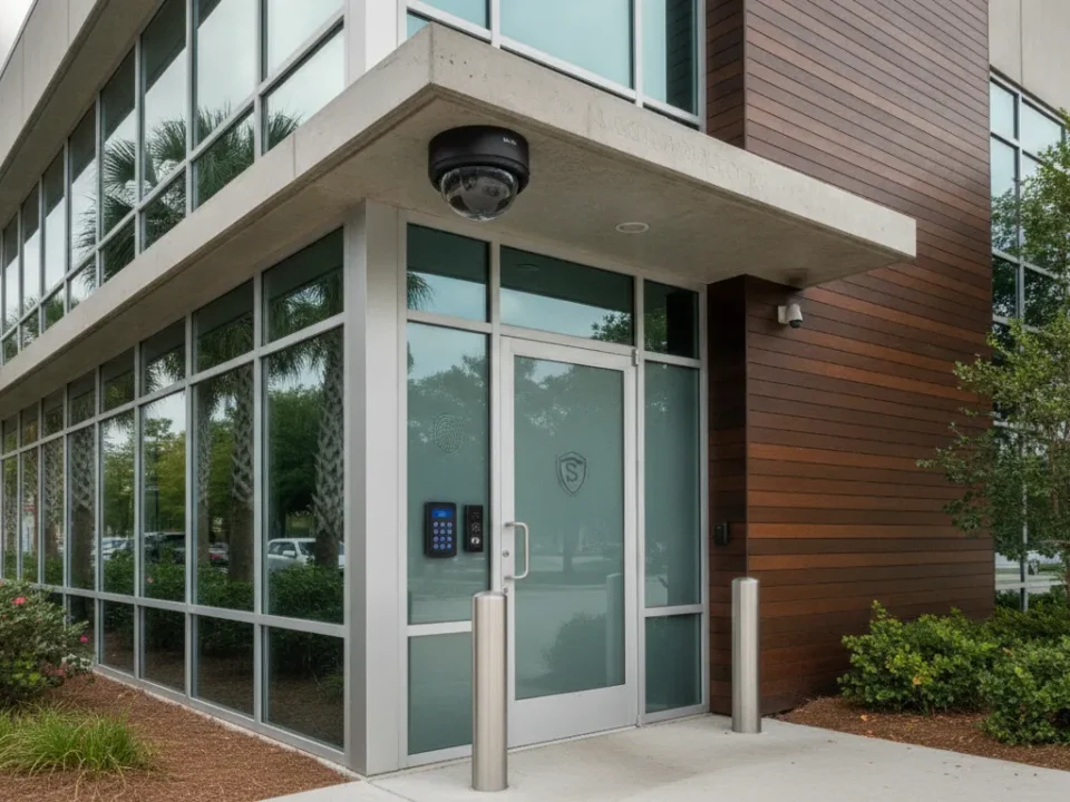 Integrated commercial security system protecting a business