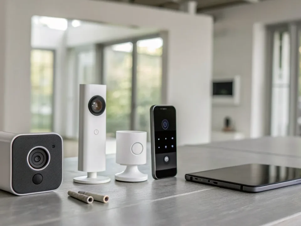 Consumer reports' best home security system with cameras, sensors, and a control panel.