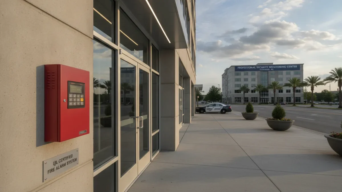Commercial fire alarm monitoring control panel and UL certified central station monitoring center